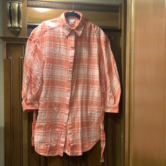 NWOT French Connection Warm Soft Very Oversized Flannel Plaid Shirt Size Small - Picture 2 of 7